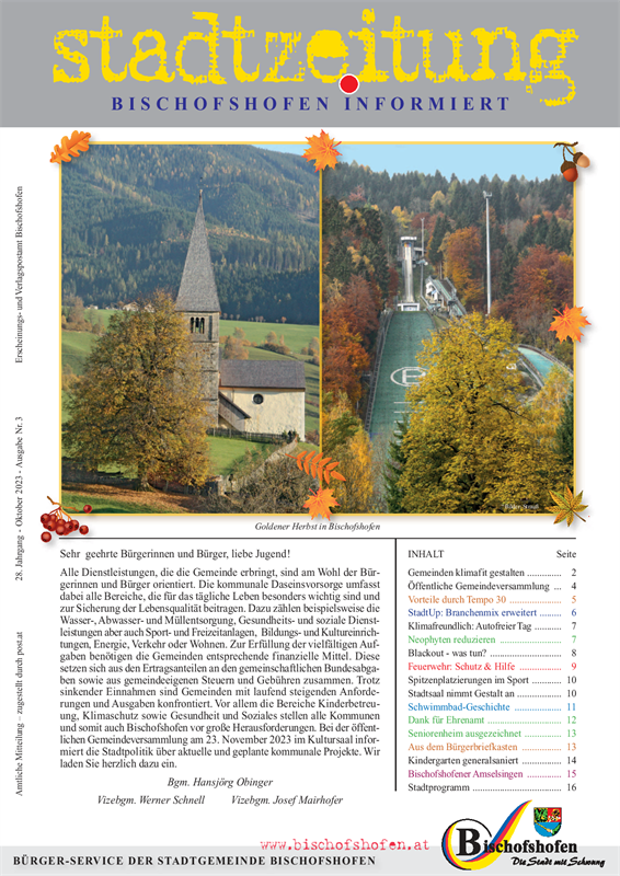 Stadtzeitung "Bischofshofen informiert" - Oktober 2023